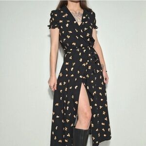 Urban Outfitters Black Floral Midi Dress